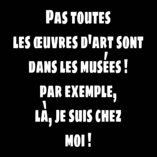 Art   pas toutes les ouveres d'art sont dans le smusées par exemple la je suis chez moi