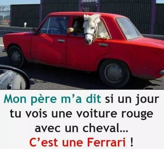 Balgue   mon père m'a dit si tu vois une voiture rouge avec un cheval cest une ferrari