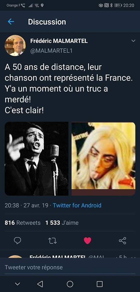 Blague   a 50 ans de distance leur chanson ont reprsenté la france ya un moment ou un truc d eerde c'est clair