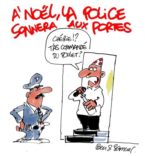 Blague   a noel la police sonnera aux portes   homme qui dit chérie tu as commandé du poulet
