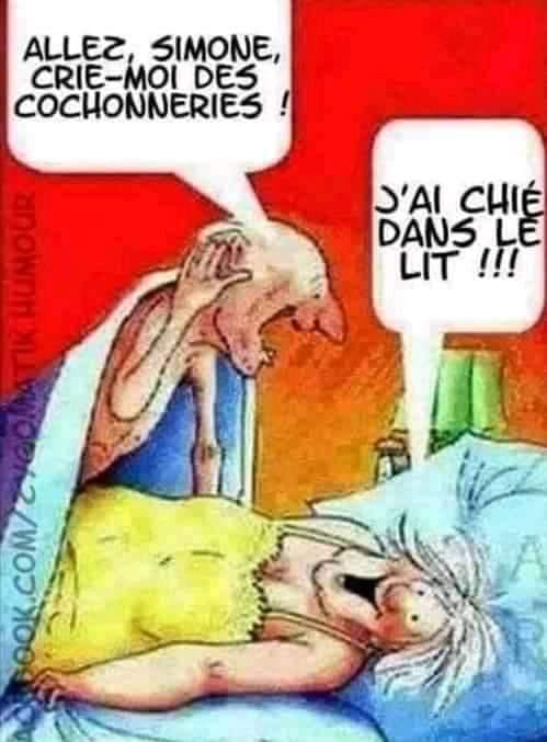 Blague   allez simone crie  moi des cochonerie   j'ai chié dans le lit