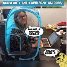 Blague   anti covid 2020   femme dans une bulle en plastique