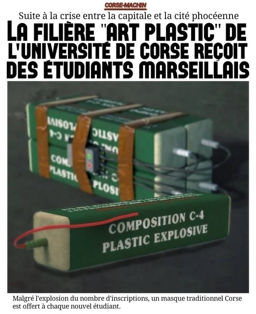 Blague   arme   éducation   explosif   la filière art plastic de l'université de corse reçoit des étudiant Marseillais