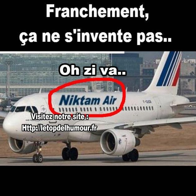 Blague   avion écrit niktam Air dessus