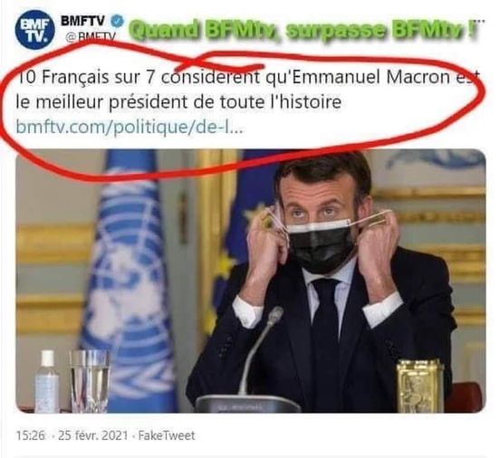 blague   10 français sur 7 considèrent que emmanuel Macron est l emeilleur président de toute l'histoire