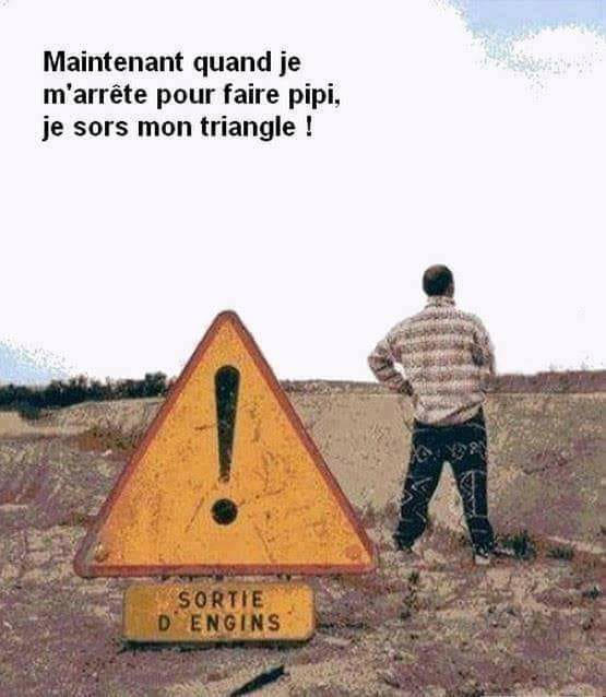 Caricature   blague   maintenant quand je vais faire pipi je sort mon triangle