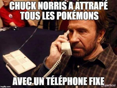 Chuk norris a attrapé tous les pokémon avec un téléphone fixe