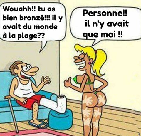 Couple   humour   tu as bien bronzé sur la plage il y avait du monde   personne