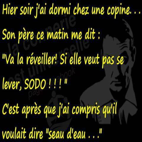 Hier j'ai dormi chez une copine et son père a dit si elle ne se révéille pas sodo mais jai mpris plus tard que cétait seau d'eau