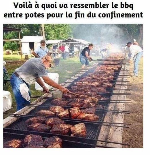 blague   barbecue géant entre ami pour fêter la fin du confinement en 2022