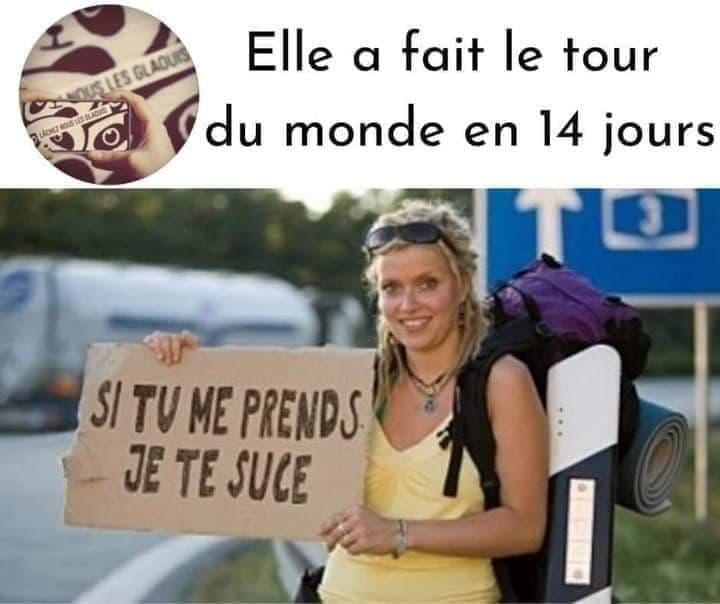 Blague   cette femme a fait le tour du monde en 14 jour en stop