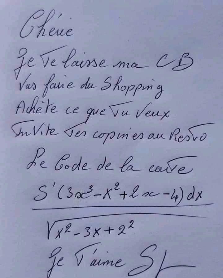 Blague   chérie je te laisse ma carte bancaire avec son numéro