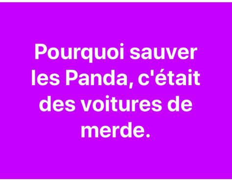 Blague   citation   voiture   pourquoi sauver les panda c'était des voitures de merde