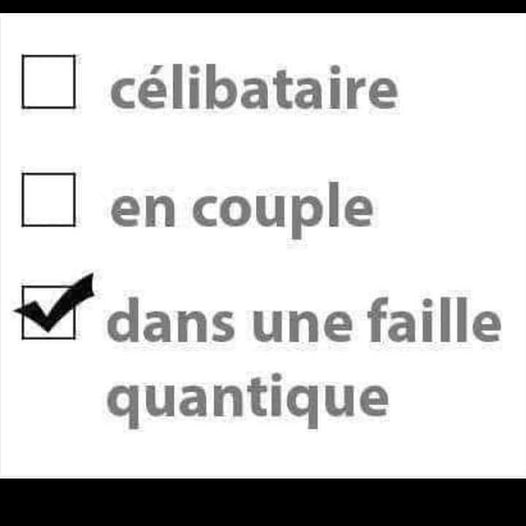 Blague   célibataire ou en couple   réponce   dans une faille quantique