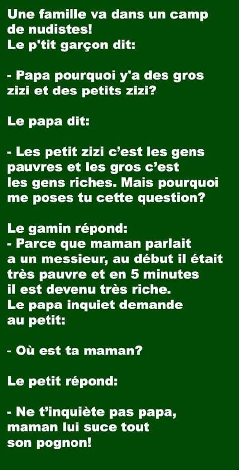 Blague   devinette   une père et son fils vont un camps de nudiste