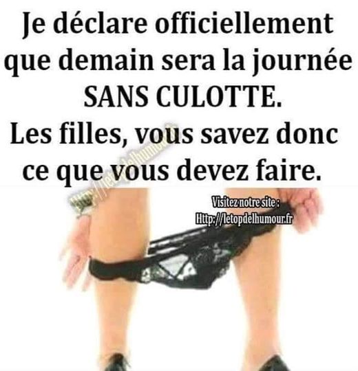 Blague   femme   je déclare officielement que demain sera la journée sans culotte   les filles vous savez donc ce que vous devez faire