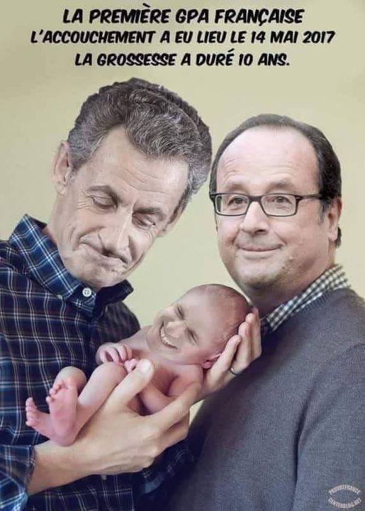 Blague   GPA   acouchement entre sarkoy et holland pour donner macron