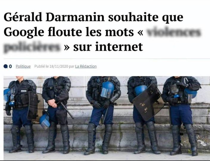 Blague   gérald darmanin souhaite que google floute les mots violences policières sur internet