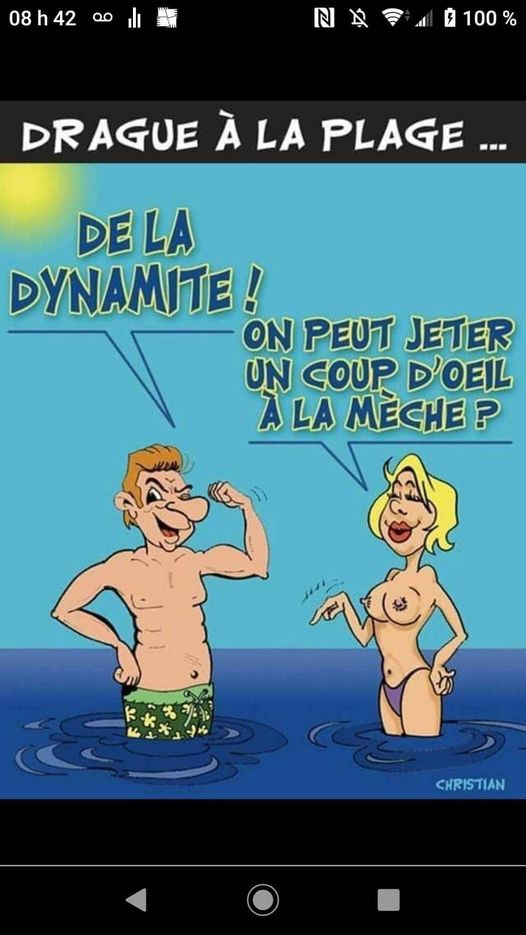 Blague   homme qui dit c'est de la dynamite et femme qui dit je peux regarder la mèche