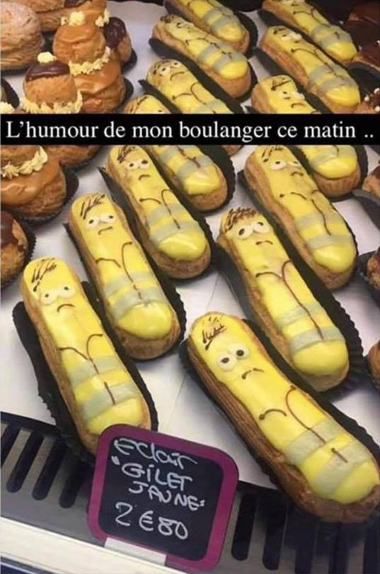 Blague   humour   gilet jaune   boulangerie   éclair gilet jaune