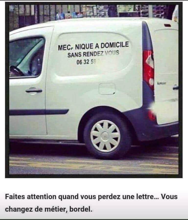 Blague   inscrit sur voiture   mec nique à domicile sans rendez vous