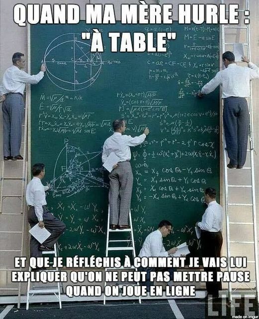 Blague   jeux   quand ma mère hurle à table   et que je réfléchis à comment je vais lui expliquer qu'on ne peut pas mettre pause en jeux en ligne