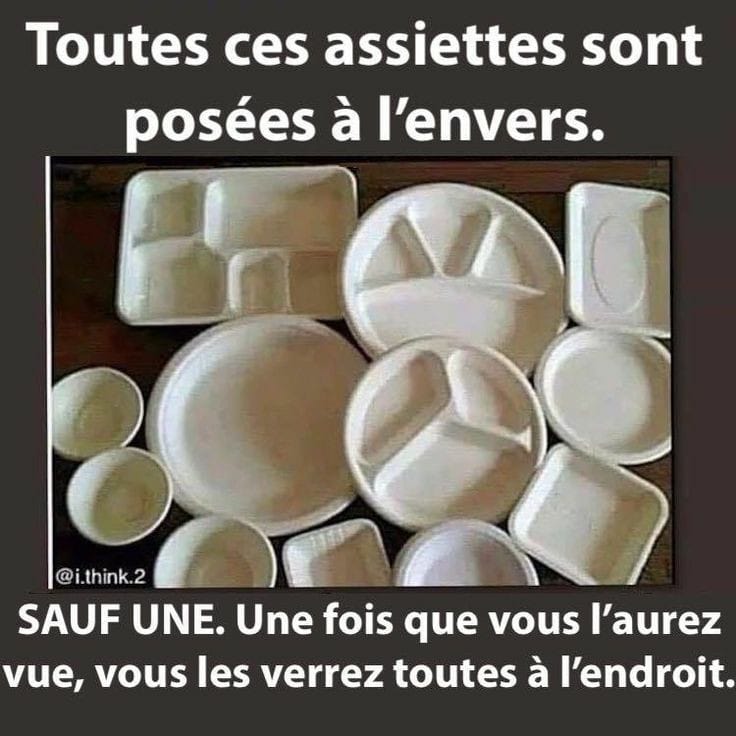 Blague   jeux   toutes ces assitettes sont à l'envers saf ne un efois que vos 'arez vue vous les verrez totes  l'endroit