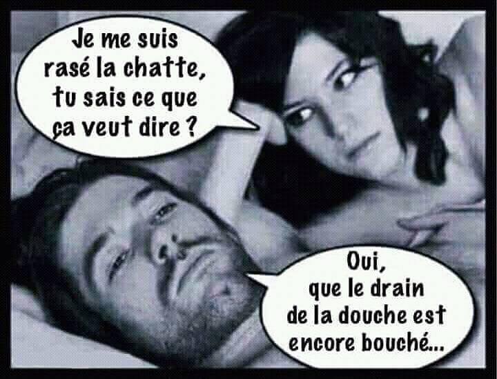 Blague   la femme dit je me suis rasé la chatte tu sais ce que ça veux dire   oui la drain de douche est bouché