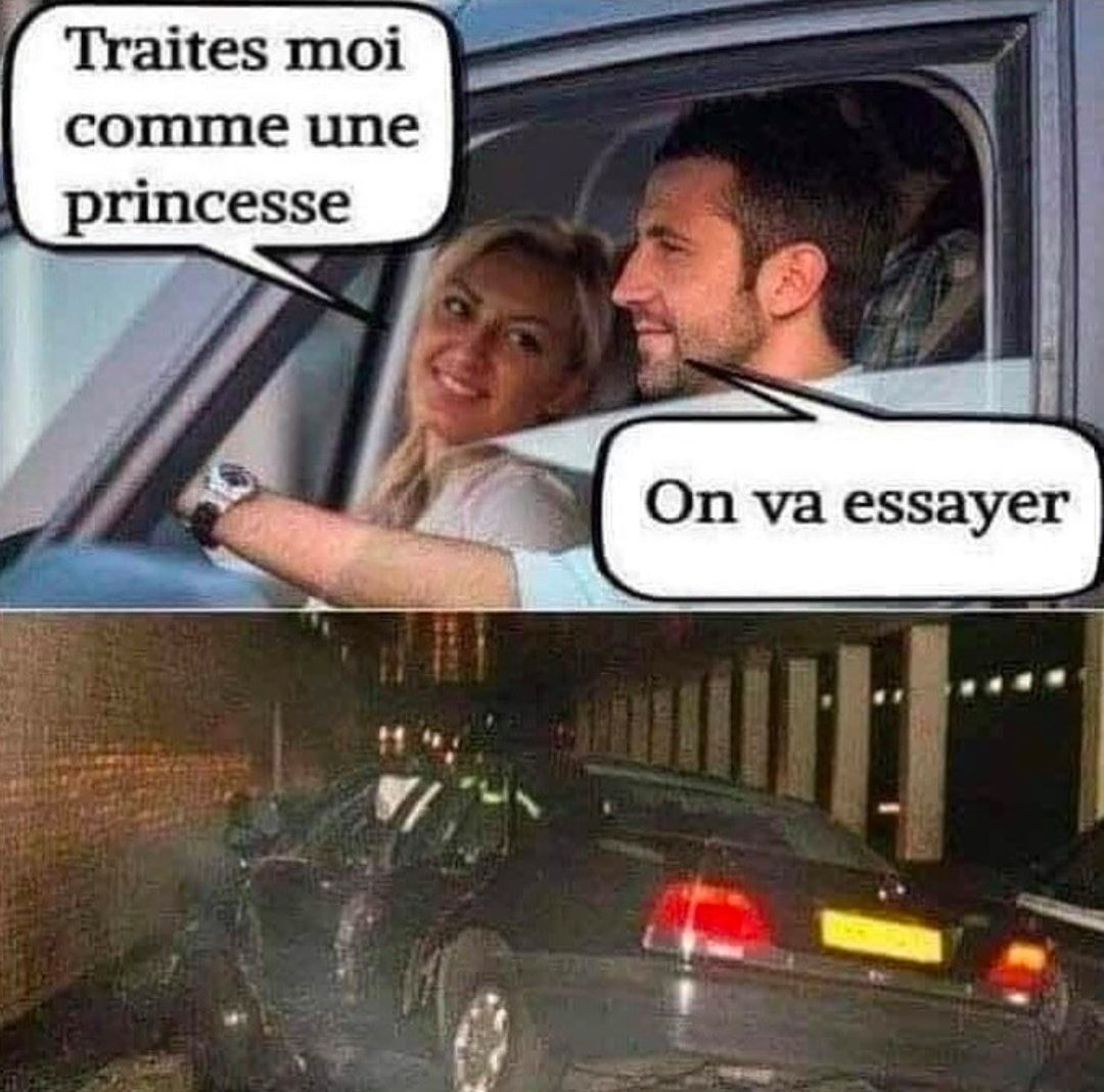 Blague   la femme dit traite moi comme une priesse   etl'homme on essayer   et accident  de voiture sous un tunnel