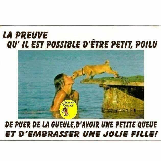 Blague   la preuve qu'il est possible d'être petit poilu de puer de la gueule d'avoir une petite queue et d'embrasser une jolie fille