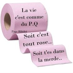 Blague   la vie c'est comme la PQ  soit c'est tout rose soit t'es dans la merde