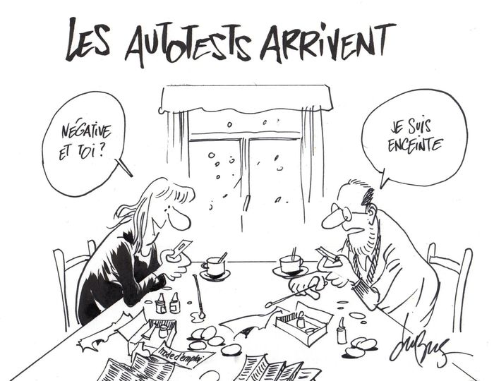 blague   les autotests arrivent femme qui dit je suis négative et l'homme qui dit moi je suis