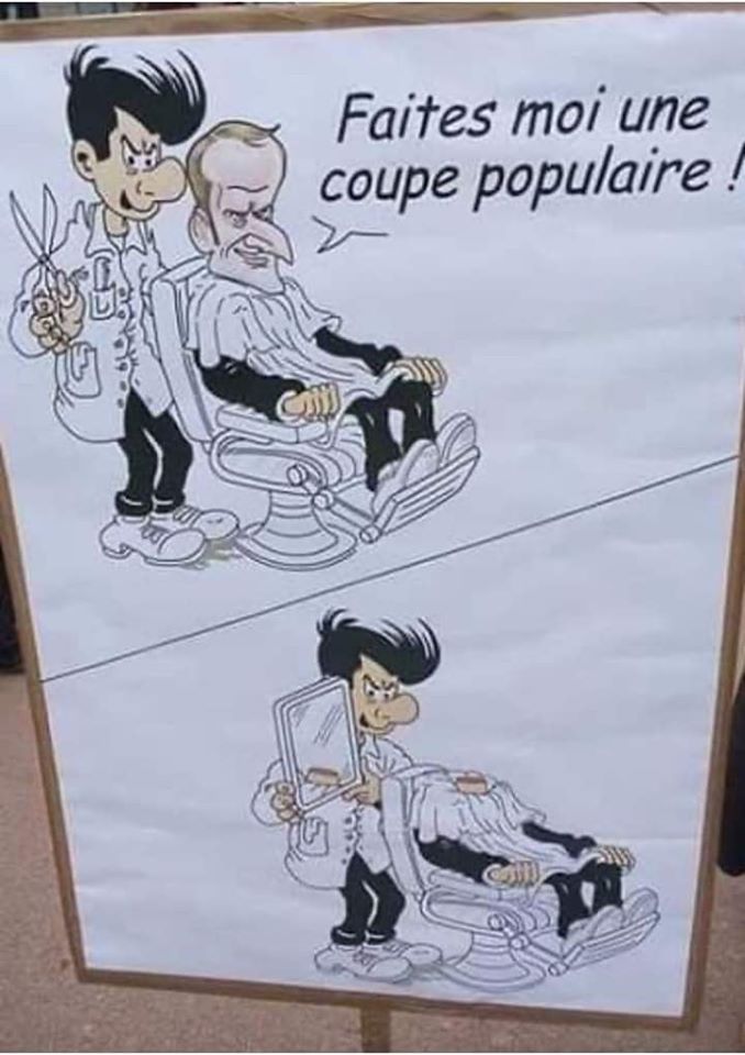 Blague   Macron  chez le coiffeur