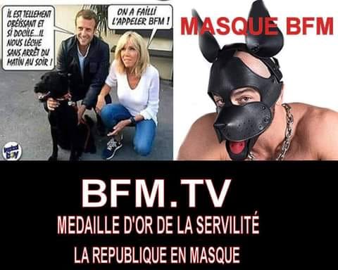 Blague   macron dit il est telement obéissant et docile et nous lèche le cul tout le temps média bfm tv