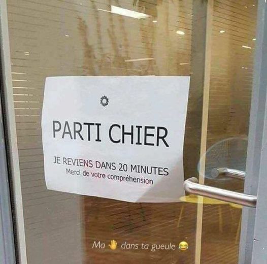 Blague   parti chier je reviens dans 20 minute