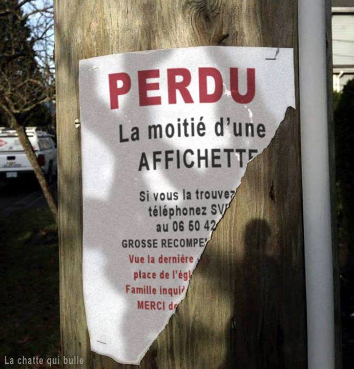 Blague   perdu la moitié d'une affiche