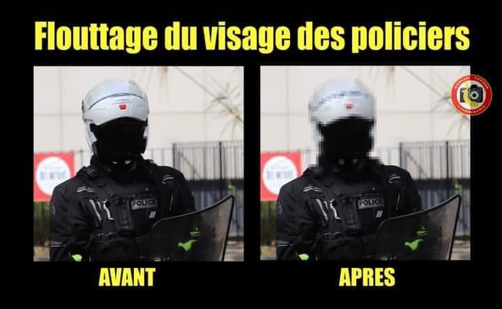 Blague   politique   floutage du visage des policier avant et après