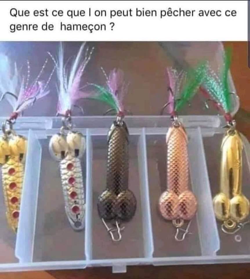 Blague   pêche   quest ce qe 'on peut pêcher avec ce genre d'hameçon   bite avec hameçon