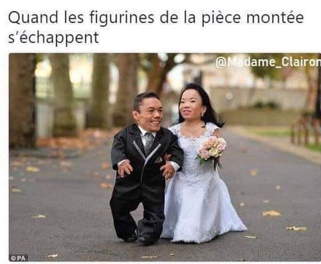 Blague   quand les figurines de la pièce montée s'échappent