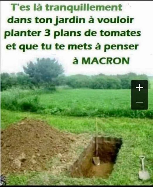 Blague   quand tu jardine et tu penses à Macron