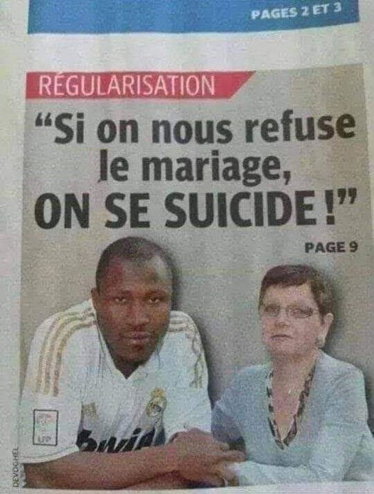 Blague   régularisation   si on nous refuse le mariage on se uicide