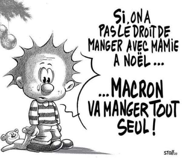 Blague   si on n'a pas le droit de mangerr avec mamie a noel macron va manger tout seul