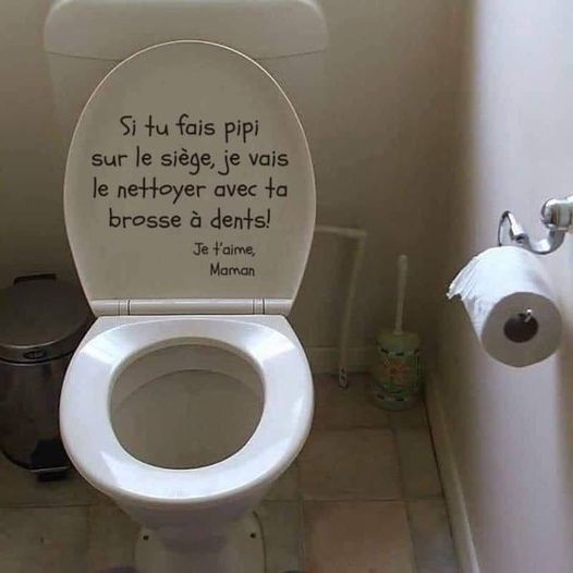 Blague   si tu fais pipi sur le siège je vais le nettoyer avec ta brosse à dents