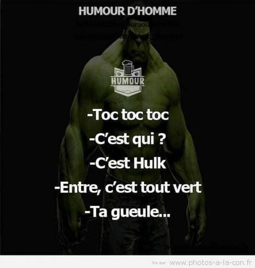 Blague   toc toc toc   c'est qui   c'est hulk   entre c'est tout vert   ta gueule