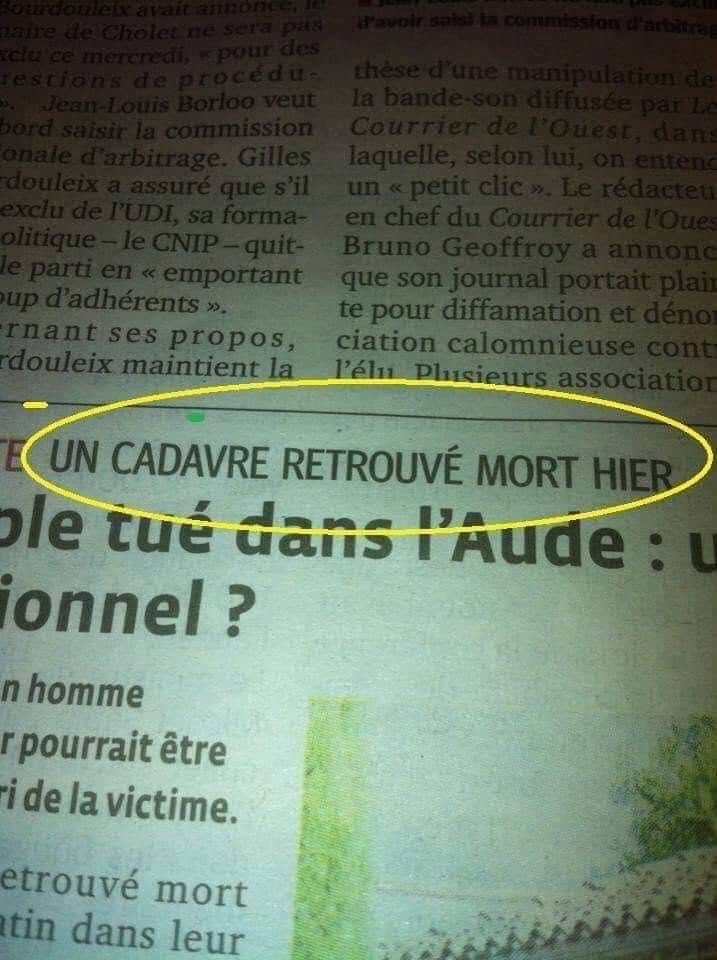 Blague   un cadavre retrouvé mort