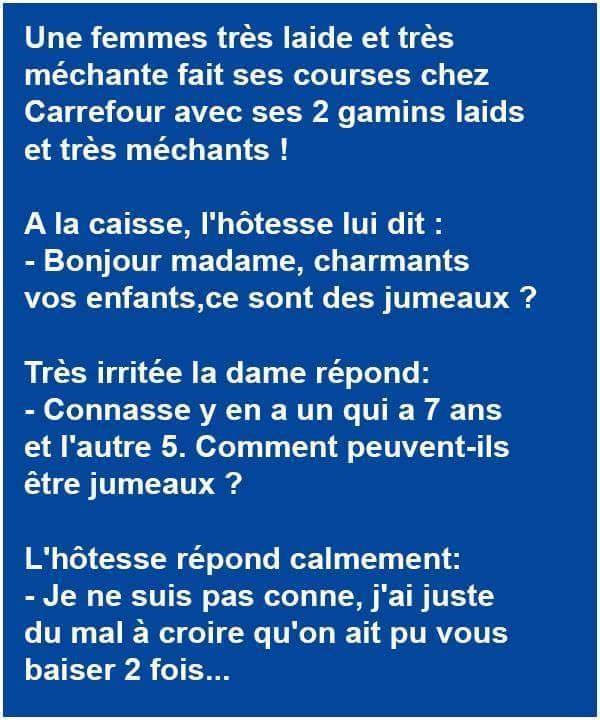 Blague   une femme très l'aide et très méchat fait ses courses aux marchés avec ses 2 enfants