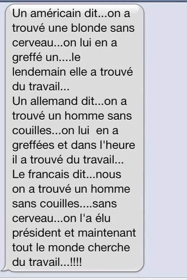 blague   un américain dit on a trouvé une blonde sans cerveau on lui en a gréffé un elle a trouvé du travail