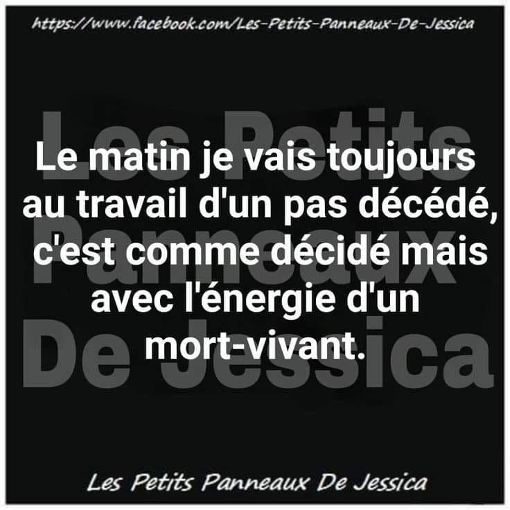 Blague jeux de mot   e matin je vais touours au travail d'un pas décédé c'est comme décidé mais avec l'energie d'un mort vivant