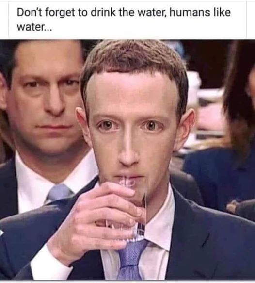 blague   zuckerberg dit les humains boient d el'eau ,aime l'eau