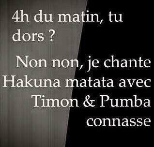 Humour   4h du matin tu dors non je chante aku matata